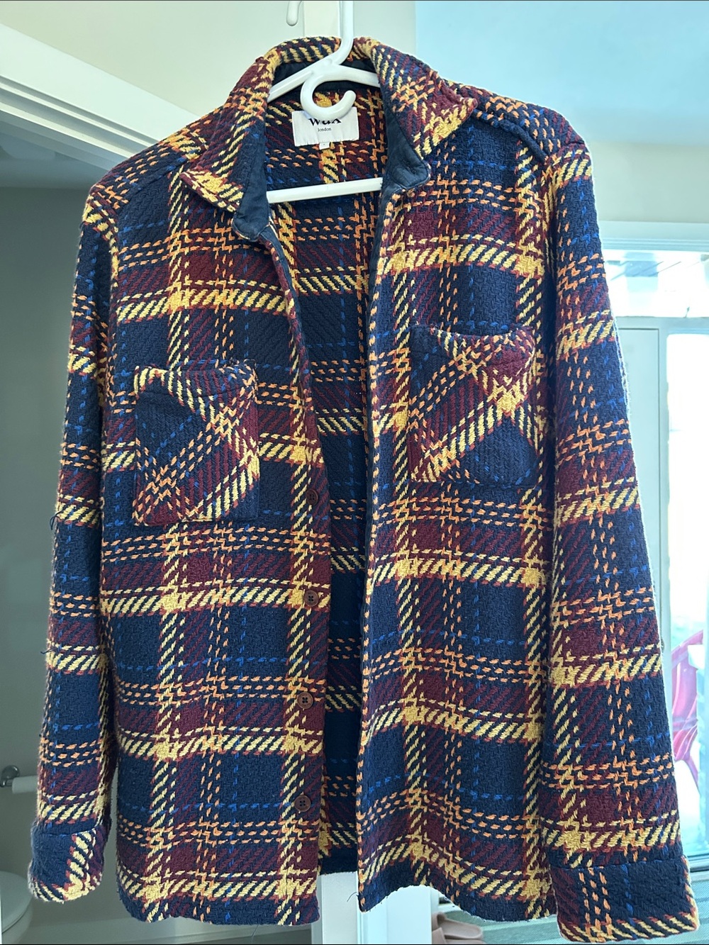 Plaid Lightweight Shirt Jacket - Navy, Burgundy & Yellow - Woolrich